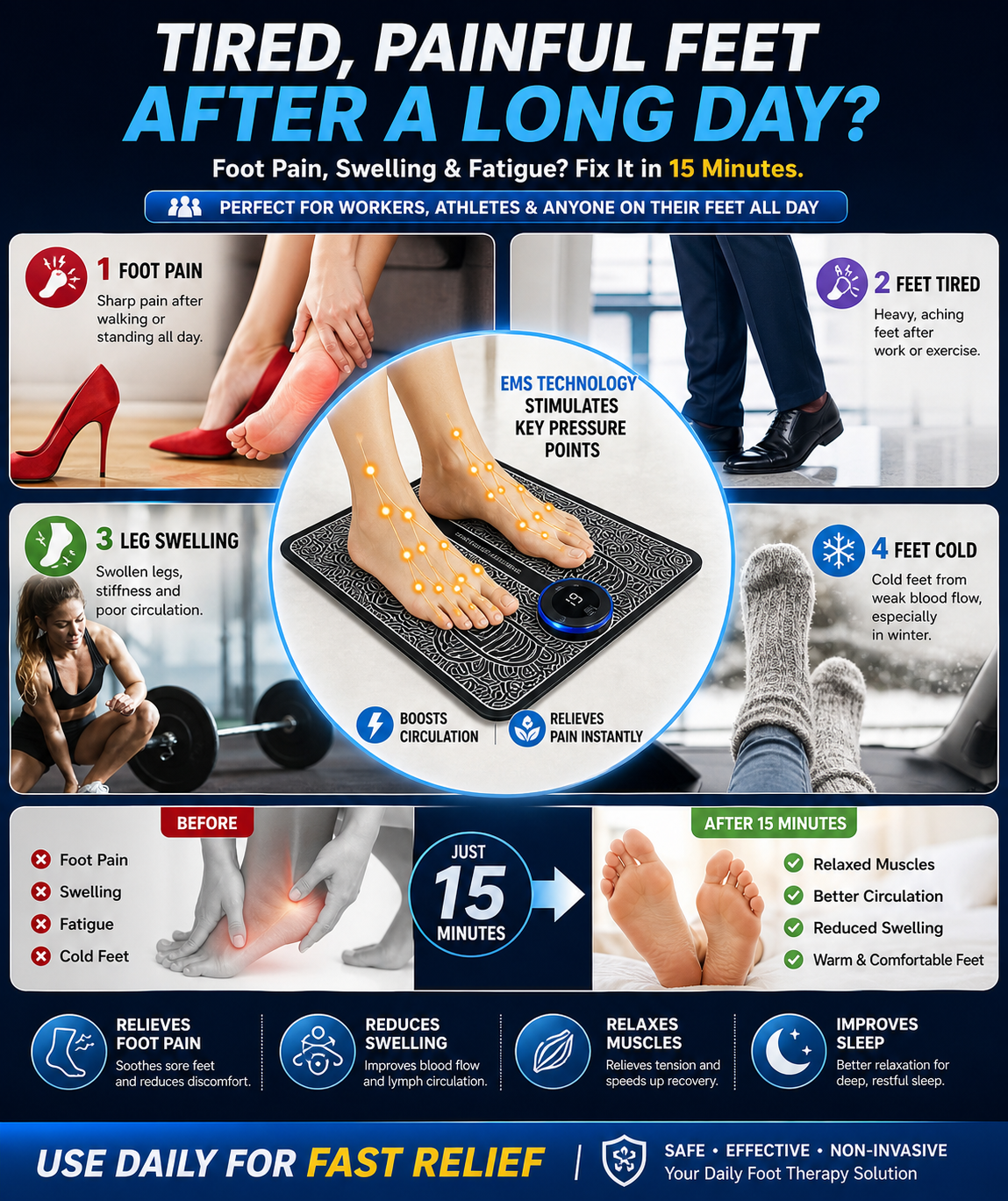 EaseMyFeet™ EMS Foot Massager — Relief for Neuropathy, Circulation & Tired Feet